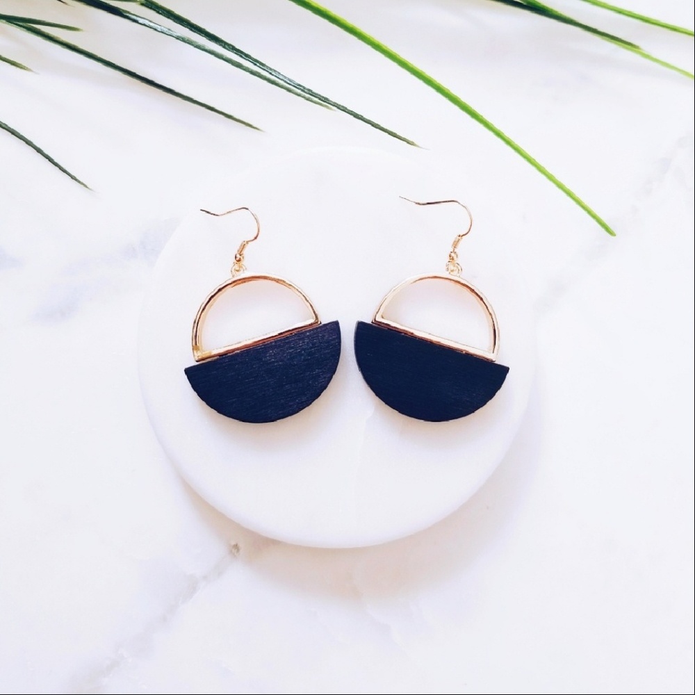 Gold and black statement earrings